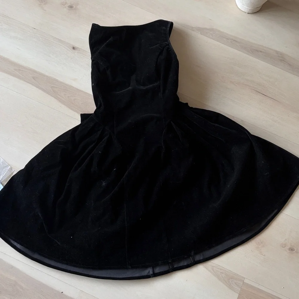 Cider Velvet boatneck Big Bow Tie back midi dress juniors sz XXS black nwt - Picture 7 of 8